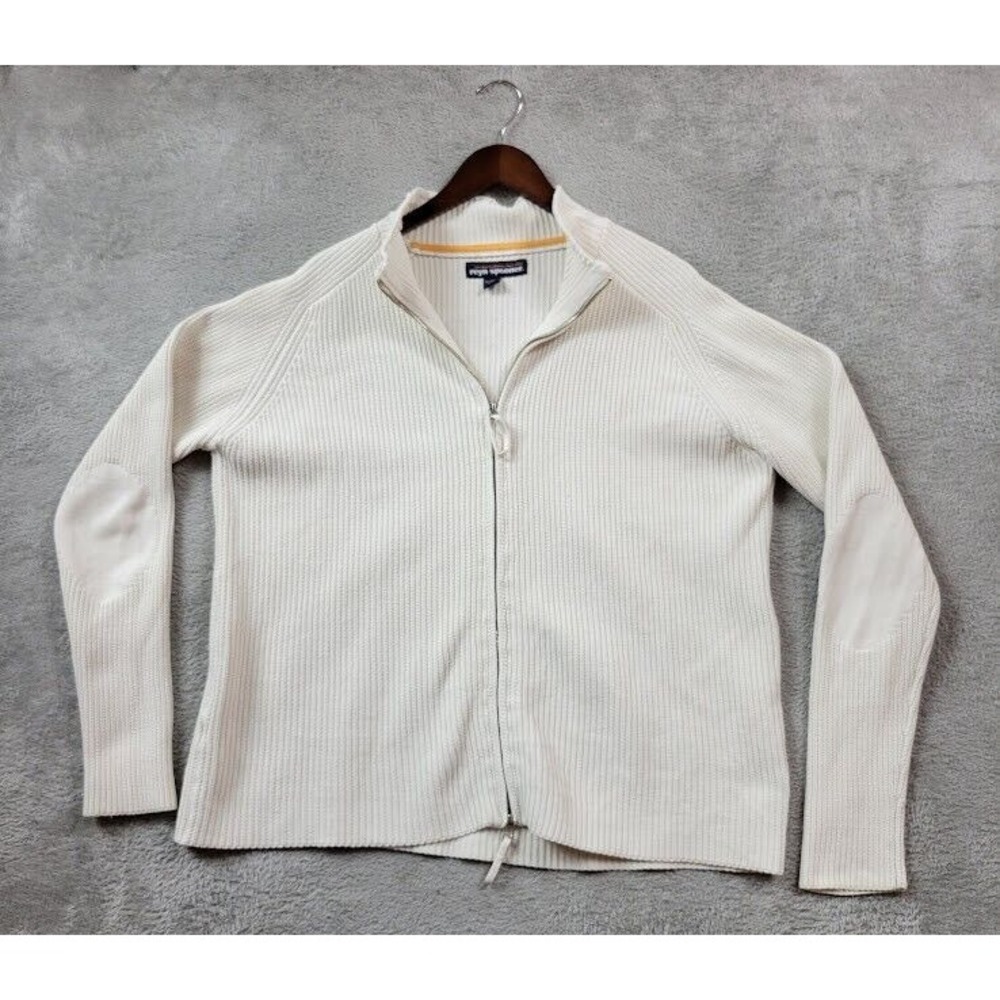 Reyn Spooner Sweater Mens‎ Large Ivory Fishermans Cable Knit Full Zip